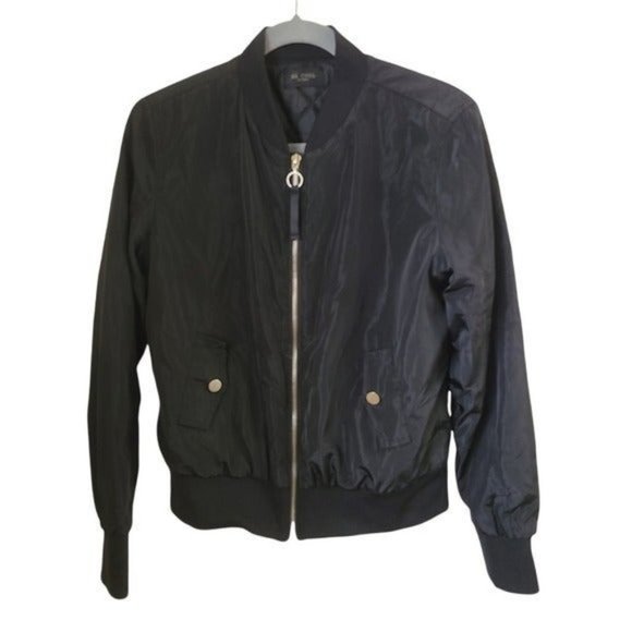 Be Cool Los Angeles Black Zippered Bomber Jacket Large - Picture 1 of 7